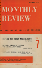 Monthly Review Vol. 05 (1953–1954), No. 07 (November 1953) Monthly Review Vol. 05 (1953–1954), No. 07 (November 1953)